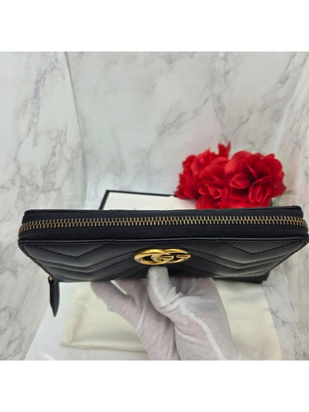 Gucci Wallet GG Marmont Quilted Black - Picture 9 of 14